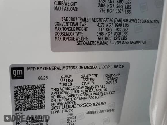 ✅ 2025 GMC Sierra 1500 SLT • VIN: 3GTUUDED2SG382460 • Лот: 87424545. Опубликован ранее на Copart с пробегом 1 028 миль. Бесплатный доступ к архиву аукционных продаж из США и подробный отчёт об истории автомобиля на DreamBid. Изображение 12.