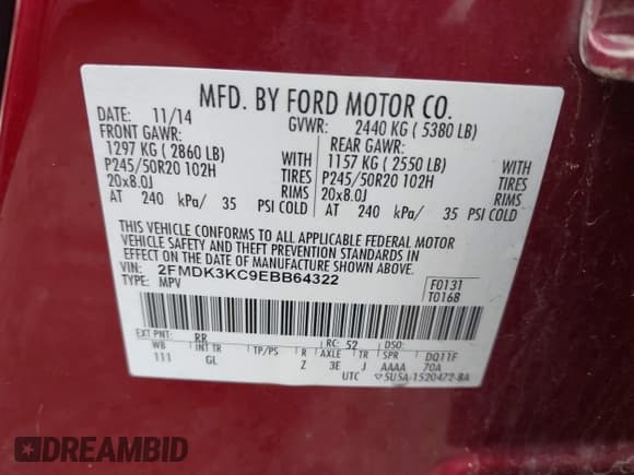 ✅ 2014 Ford Edge Limited • VIN: 2FMDK3KC9EBB64322 • Лот: 43544955. Опубликован ранее на IAAI с пробегом 81 109 миль. Бесплатный доступ к архиву аукционных продаж из США и подробный отчёт об истории автомобиля на DreamBid. Изображение 9.