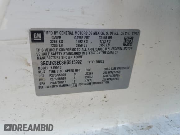 ✅ 2017 Chevrolet Silverado 1500 LTZ • VIN: 3GCUKSEC8HG515992 • Лот: 80252645. Опубликован ранее на Copart с пробегом Не указан. Бесплатный доступ к архиву аукционных продаж из США и подробный отчёт об истории автомобиля на DreamBid. Изображение 12.