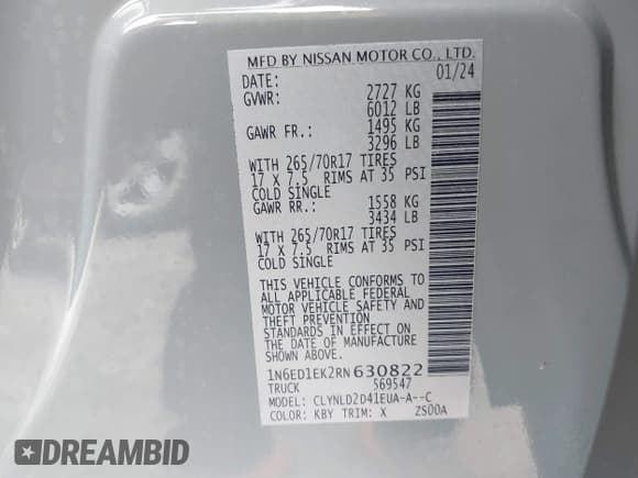 ✅ 2024 Nissan Frontier SV • VIN: 1N6ED1EK2RN630822 • Lot: 42295643. Listed on IAAI with 15,548 mi. Free auction sales archive from the USA and detailed vehicle history report at DreamBid. Image 9.