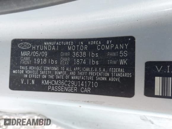 ✅ 2009 Hyundai Accent GS • VIN: KMHCM36C29U141710 • Лот: 43126473. Опубликован ранее на IAAI с пробегом 181 226 миль. Бесплатный доступ к архиву аукционных продаж из США и подробный отчёт об истории автомобиля на DreamBid. Изображение 9.