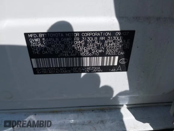 ✅ 2008 Lexus LS 460 • VIN: JTHBL46F185056710 • Lot: 42521396. Listed on IAAI with 186,974 mi. Free auction sales archive from the USA and detailed vehicle history report at DreamBid. Image 9.