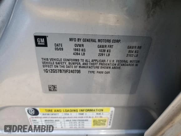 ✅ 2009 Chevrolet Malibu 1LS • VIN: 1G1ZG57B79F240706 • Лот: 73947924. Опубликован ранее на Copart с пробегом 181 227 миль. Бесплатный доступ к архиву аукционных продаж из США и подробный отчёт об истории автомобиля на DreamBid. Изображение 14.