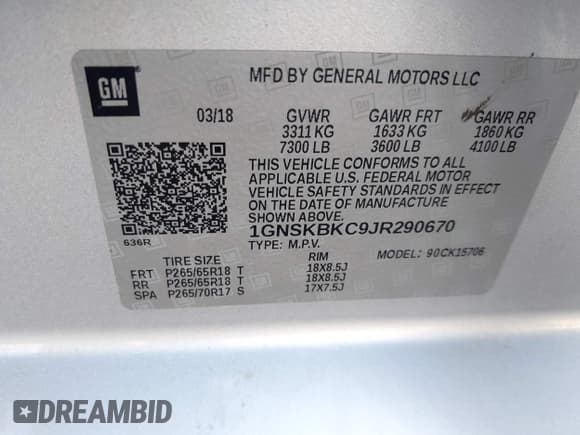 ✅ 2018 Chevrolet Tahoe LT • VIN: 1GNSKBKC9JR290670 • Lot: 42609700. Wystawiony na IAAI z przebiegiem 133 490 mil. Bezpłatny archiwum sprzedaży aukcyjnych z USA i szczegółowy raport historii pojazdu na DreamBid. Zdjęcie 9.