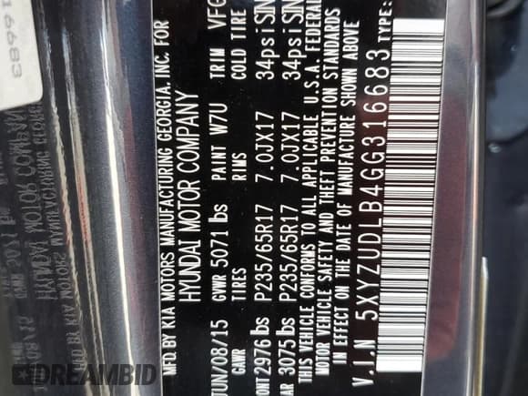 ✅ 2016 Hyundai Santa Fe • VIN: 5XYZUDLB4GG316683 • Лот: 44289374. Опубликован ранее на Copart с пробегом 96 271 миль. Бесплатный доступ к архиву аукционных продаж из США и подробный отчёт об истории автомобиля на DreamBid. Изображение 13.