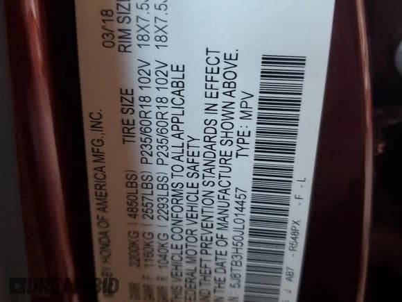 ✅ 2018 Acura RDX Technology • VIN: 5J8TB3H50JL014457 • Лот: 82154465. Опубликован ранее на Copart с пробегом 76 952 миль. Бесплатный доступ к архиву аукционных продаж из США и подробный отчёт об истории автомобиля на DreamBid. Изображение 12.