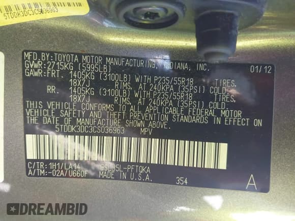 ✅ 2012 Toyota Sienna XLE • VIN: 5TDDK3DC3CS036963 • Lot: 43488551. Wystawiony na IAAI z przebiegiem 180 697 mil. Bezpłatny archiwum sprzedaży aukcyjnych z USA i szczegółowy raport historii pojazdu na DreamBid. Zdjęcie 9.