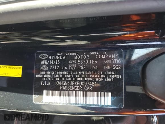 ✅ 2015 Hyundai Genesis 3.8L • VIN: KMHGN4JEXFU097481 • Lot: 46944165. Wystawiony na Copart z przebiegiem 189 159 mil. Bezpłatny archiwum sprzedaży aukcyjnych z USA i szczegółowy raport historii pojazdu na DreamBid. Zdjęcie 12.