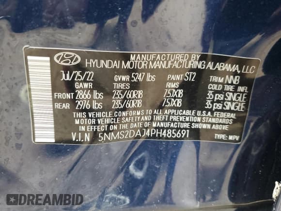 ✅ 2023 Hyundai Santa Fe SEL • VIN: 5NMS2DAJ4PH485691 • Lot: 66276873. Wystawiony na Copart z przebiegiem 5 381 mil. Bezpłatny archiwum sprzedaży aukcyjnych z USA i szczegółowy raport historii pojazdu na DreamBid. Zdjęcie 13.