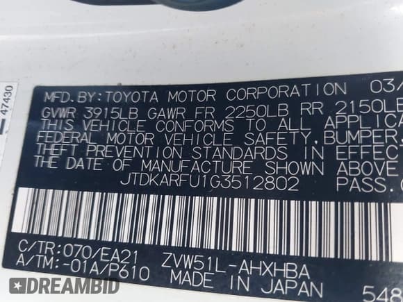 ✅ 2016 Toyota Prius Four • VIN: JTDKARFU1G3512802 • Лот: 43455148. Опубликован ранее на IAAI с пробегом Не указан. Бесплатный доступ к архиву аукционных продаж из США и подробный отчёт об истории автомобиля на DreamBid. Изображение 9.