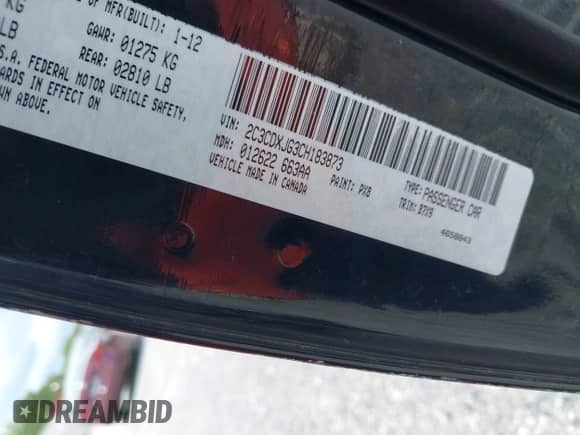 2012 Dodge Charger SXT Plus z VIN 2C3CDXJG3CH183873, wystawiony jako IAAI lot #42768967 z przebiegiem 257 873 mil mil oraz . Historia ofert i sprzedaży dostępna na DreamBid. Obrazek 9.