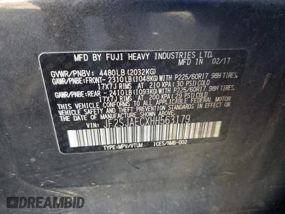 ✅ 2017 Subaru Forester Premium • VIN: JF2SJAECXHH563179 • Лот: 91945965. Опубликован ранее на Copart с пробегом 119 621 миль. Бесплатный доступ к архиву аукционных продаж из США и подробный отчёт об истории автомобиля на DreamBid. Изображение 13.