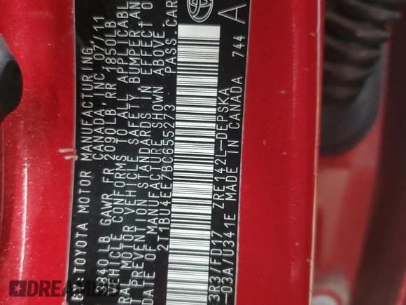 ✅ 2011 Toyota Corolla S • VIN: 2T1BU4EE7BC655273 • Лот: 86718235. Опубликован ранее на Copart с пробегом 149 027 миль. Бесплатный доступ к архиву аукционных продаж из США и подробный отчёт об истории автомобиля на DreamBid. Изображение 12.