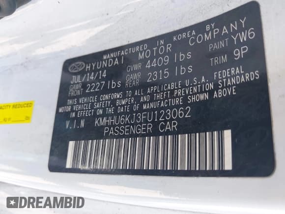 ✅ 2015 Hyundai Genesis Coupe 3.8L Base • VIN: KMHHU6KJ3FU123062 • Lot: 43017054. Listed on IAAI with 157,727 mi. Free auction sales archive from the USA and detailed vehicle history report at DreamBid. Image 9.