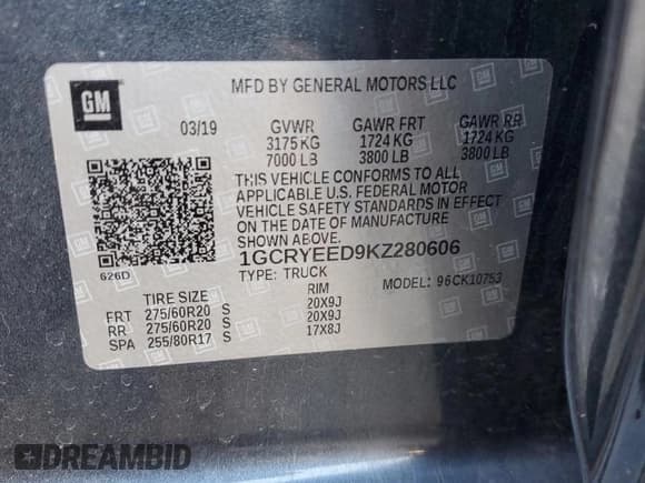 ✅ 2019 Chevrolet Silverado 1500 RST • VIN: 1GCRYEED9KZ280606 • Лот: 89834265. Опубликован ранее на Copart с пробегом 93 563 миль. Бесплатный доступ к архиву аукционных продаж из США и подробный отчёт об истории автомобиля на DreamBid. Изображение 12.