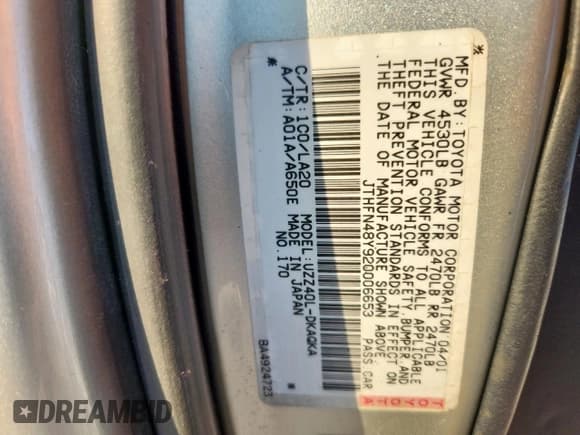 ✅ 2002 Lexus SC 430 • VIN: JTHFN48Y920006653 • Лот: 85342265. Опубликован ранее на Copart с пробегом 188 661 миль. Бесплатный доступ к архиву аукционных продаж из США и подробный отчёт об истории автомобиля на DreamBid. Изображение 12.