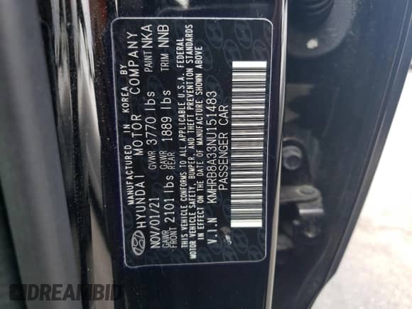 2022 Hyundai Venue SE z VIN KMHRB8A33NU151483, wystawiony jako Copart lot #66971314 z przebiegiem 16 489 mil mil oraz Szkoda całkowita • Salvage title. Historia ofert i sprzedaży dostępna na DreamBid. Obrazek 13.