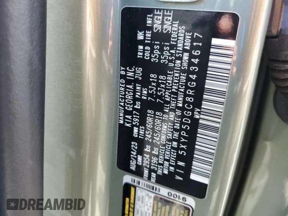 ✅ 2024 Kia Telluride SX Prestige X-Pro • VIN: 5XYP5DGC8RG434617 • Лот: 70500965. Опубликован ранее на Copart с пробегом 23 489 миль. Бесплатный доступ к архиву аукционных продаж из США и подробный отчёт об истории автомобиля на DreamBid. Изображение 13.