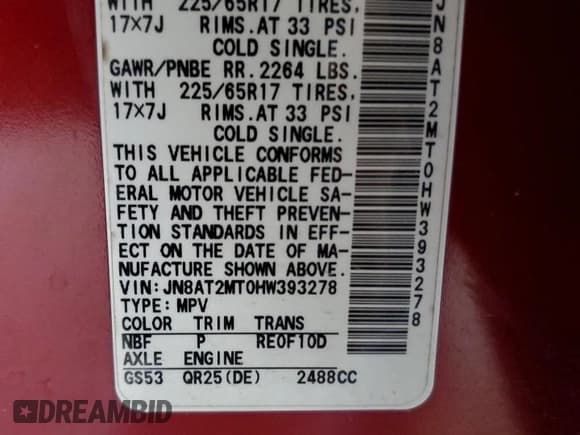 ✅ 2017 Nissan Rogue S • VIN: JN8AT2MT0HW393278 • Лот: 81790915. Опубликован ранее на Copart с пробегом 120 203 миль. Бесплатный доступ к архиву аукционных продаж из США и подробный отчёт об истории автомобиля на DreamBid. Изображение 14.