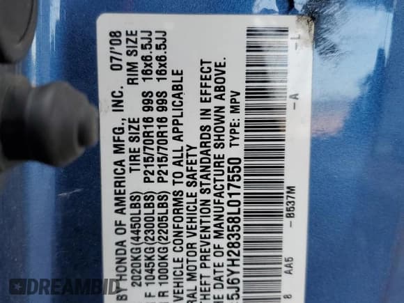 ✅ 2008 Honda Element LX • VIN: 5J6YH28358L017550 • Лот: 85206265. Опубликован ранее на Copart с пробегом 232 488 миль. Бесплатный доступ к архиву аукционных продаж из США и подробный отчёт об истории автомобиля на DreamBid. Изображение 13.