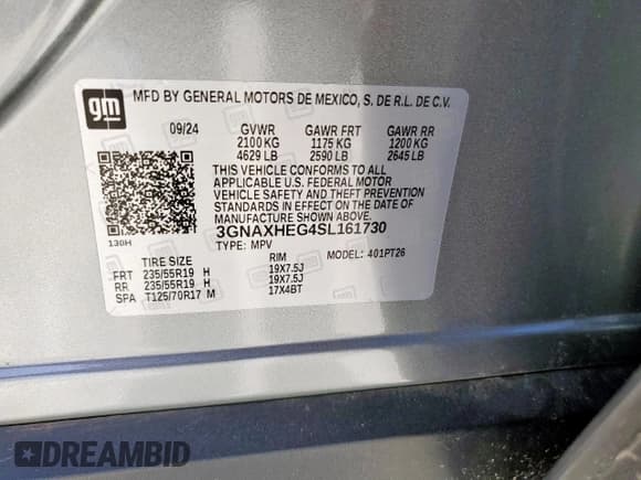 ✅ 2025 Chevrolet Equinox FWD LT • VIN: 3GNAXHEG4SL161730 • Lot: 67023075. Wystawiony na Copart z przebiegiem 5 643 mil. Bezpłatny archiwum sprzedaży aukcyjnych z USA i szczegółowy raport historii pojazdu na DreamBid. Zdjęcie 12.