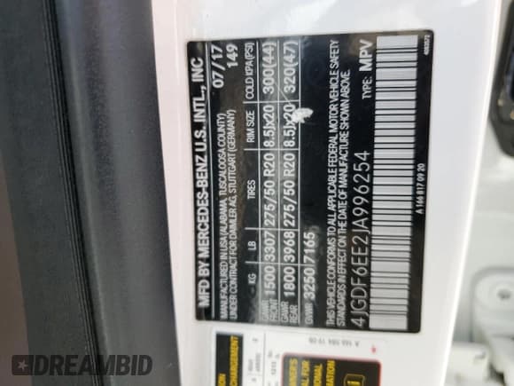 ✅ 2018 Mercedes-Benz GL 450 • VIN: 4JGDF6EE2JA996254 • Lot: 44910924. Listed on Copart with 83,249 mi. Free auction sales archive from the USA and detailed vehicle history report at DreamBid. Image 16.