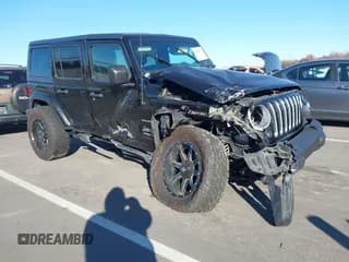 ✅ 2018 Jeep Wrangler Unlimited Sahara • VIN: 1C4HJXENXJW250860 • Lot: 43690907. Listed on IAAI with 79,756 mi. Free auction sales archive from the USA and detailed vehicle history report at DreamBid. Image 1.