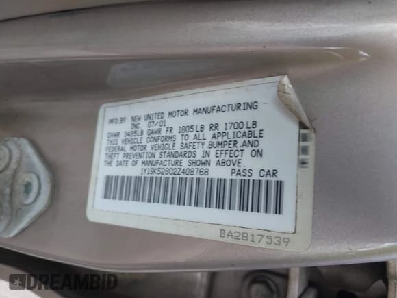 ✅ 2002 Chevrolet Prizm • VIN: 1Y1SK52802Z408768 • Lot: 42241540. Wystawiony na IAAI z przebiegiem 276 083 mil. Bezpłatny archiwum sprzedaży aukcyjnych z USA i szczegółowy raport historii pojazdu na DreamBid. Zdjęcie 9.