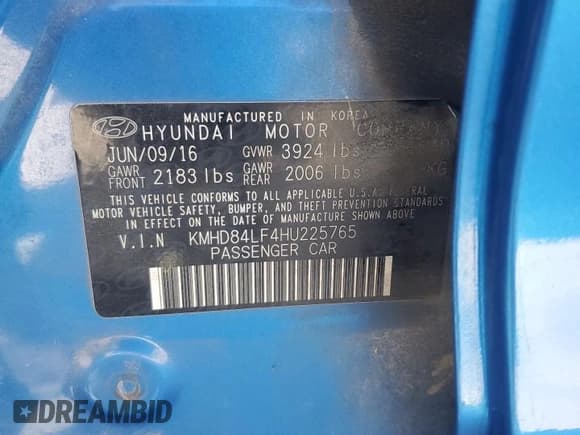 ✅ 2017 Hyundai Elantra Limited • VIN: KMHD84LF4HU225765 • Lot: 87038995. Listed on Copart with 132,301 mi. Free auction sales archive from the USA and detailed vehicle history report at DreamBid. Image 13.