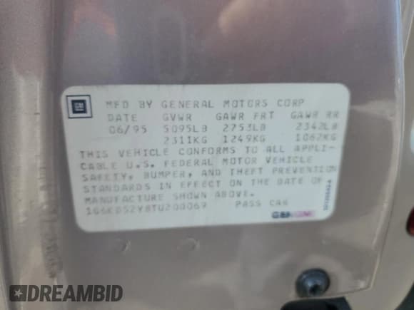 ✅ 1996 Cadillac DeVille • VIN: 1G6KD52Y8TU200069 • Lot: 85326585. Listed on Copart with Not provided. Free auction sales archive from the USA and detailed vehicle history report at DreamBid. Image 12.