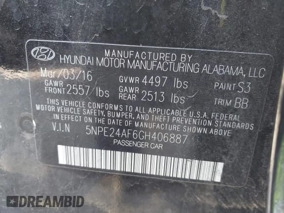 ✅ 2016 Hyundai Sonata SE • VIN: 5NPE24AF6GH406887 • Лот: 43665234. Опубликован ранее на IAAI с пробегом 107 477 миль. Бесплатный доступ к архиву аукционных продаж из США и подробный отчёт об истории автомобиля на DreamBid. Изображение 9.