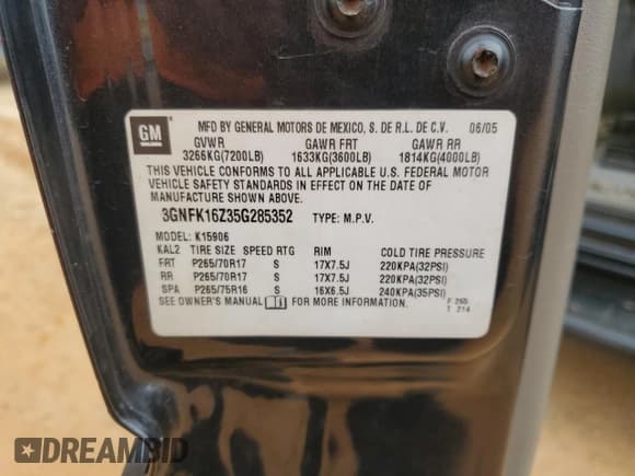 ✅ 2005 Chevrolet Suburban Z71 • VIN: 3GNFK16Z35G285352 • Лот: 87891235. Опубликован ранее на Copart с пробегом 226 513 миль. Бесплатный доступ к архиву аукционных продаж из США и подробный отчёт об истории автомобиля на DreamBid. Изображение 14.