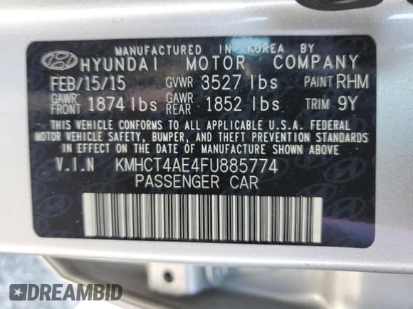 ✅ 2015 Hyundai Accent GLS • VIN: KMHCT4AE4FU885774 • Лот: 70491924. Опубликован ранее на Copart с пробегом 149 094 миль. Бесплатный доступ к архиву аукционных продаж из США и подробный отчёт об истории автомобиля на DreamBid. Изображение 12.