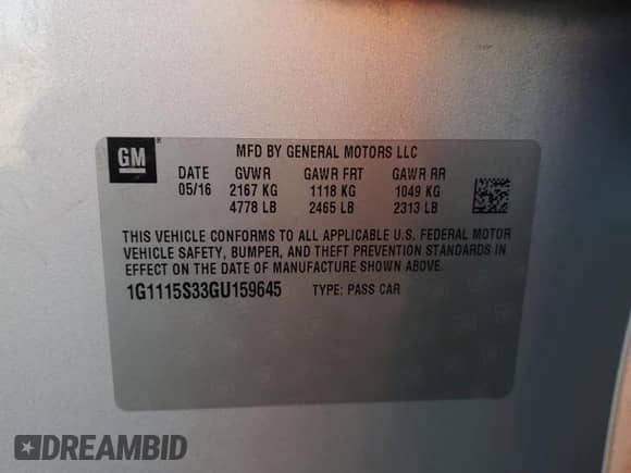 2016 Chevrolet Impala LT with VIN 1G1115S33GU159645, listed as a Copart auction lot 89886115 with 114,406 mi miles and Clean title. Bid and sale history available at DreamBid. Image 12.