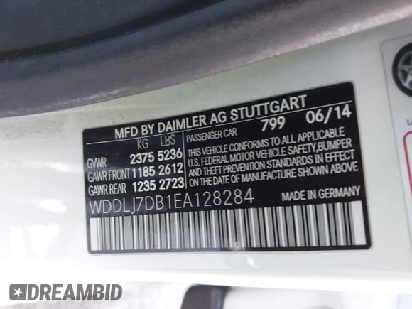 ✅ 2014 Mercedes-Benz CLS 550 • VIN: WDDLJ7DB1EA128284 • Lot: 43562171. Listed on IAAI with 130,309 mi. Free auction sales archive from the USA and detailed vehicle history report at DreamBid. Image 9.