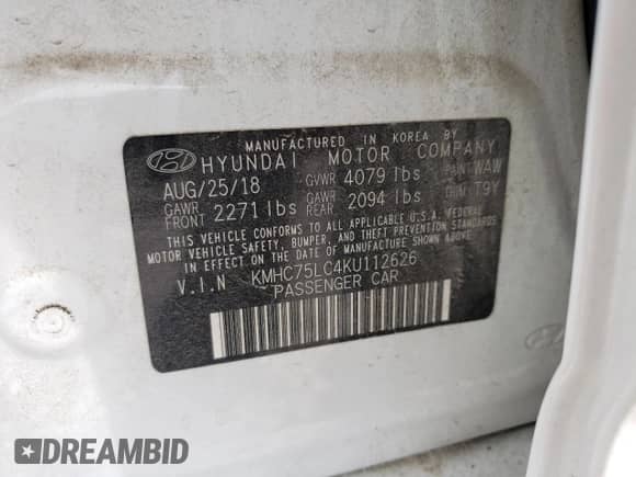 2019 Hyundai Ioniq SEL с VIN KMHC75LC4KU112626, выставлен на аукционе Copart как лот 69066103 с пробегом 31 061 миль миль и . История ставок и продаж доступна на DreamBid. Изображение 12.