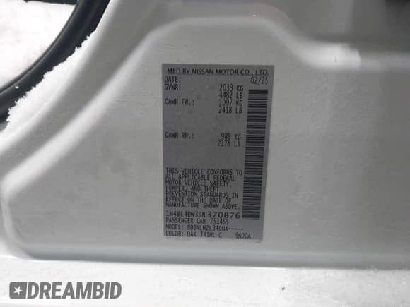 ✅ 2025 Nissan Altima SV • VIN: 1N4BL4DW3SN370876 • Лот: 43653254. Опубликован ранее на IAAI с пробегом 14 252 миль. Бесплатный доступ к архиву аукционных продаж из США и подробный отчёт об истории автомобиля на DreamBid. Изображение 9.