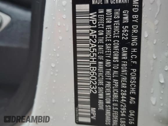 ✅ 2017 Porsche Macan Turbo • VIN: WP1AF2A55HLB60232 • Lot: 57645615. Listed on Copart with 89,313 mi. Free auction sales archive from the USA and detailed vehicle history report at DreamBid. Image 13.