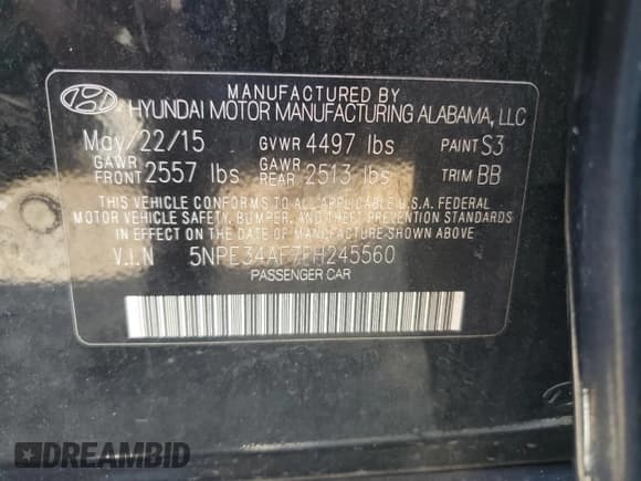 ✅ 2015 Hyundai Sonata Sport • VIN: 5NPE34AF7FH245560 • Lot: 90436215. Listed on Copart with 134,376 mi. Free auction sales archive from the USA and detailed vehicle history report at DreamBid. Image 12.