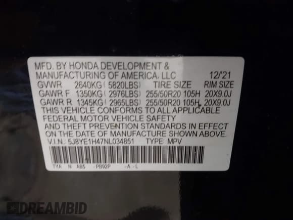 ✅ 2022 Acura MDX Technology • VIN: 5J8YE1H47NL034851 • Лот: 42054948. Опубликован ранее на IAAI с пробегом 37 453 миль. Бесплатный доступ к архиву аукционных продаж из США и подробный отчёт об истории автомобиля на DreamBid. Изображение 9.