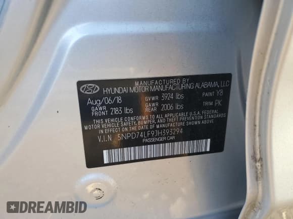 ✅ 2018 Hyundai Elantra SE • VIN: 5NPD74LF9JH393294 • Lot: 91358215. Wystawiony na Copart z przebiegiem 82 251 mil. Bezpłatny archiwum sprzedaży aukcyjnych z USA i szczegółowy raport historii pojazdu na DreamBid. Zdjęcie 12.