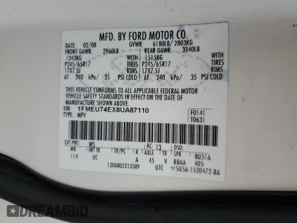 ✅ 2008 Ford Explorer Eddie Bauer • VIN: 1FMEU74EX8UA87110 • Lot: 82419505. Wystawiony na Copart z przebiegiem 137 015 mil. Bezpłatny archiwum sprzedaży aukcyjnych z USA i szczegółowy raport historii pojazdu na DreamBid. Zdjęcie 12.