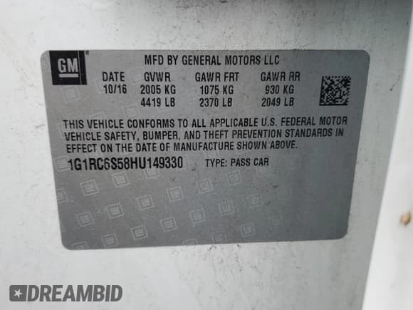 ✅ 2017 Chevrolet Volt LT • VIN: 1G1RC6S58HU149330 • Lot: 42977734. Wystawiony na Copart z przebiegiem 120 587 mil. Bezpłatny archiwum sprzedaży aukcyjnych z USA i szczegółowy raport historii pojazdu na DreamBid. Zdjęcie 12.
