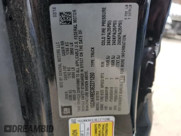 ✅ 2014 Chevrolet Silverado 1500 LT • VIN: 1GCNKREC3EZ271290 • Лот: 82889934. Опубликован ранее на Copart с пробегом Не указан. Бесплатный доступ к архиву аукционных продаж из США и подробный отчёт об истории автомобиля на DreamBid. Изображение 12.