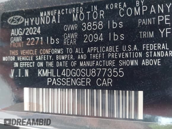 ✅ 2025 Hyundai Elantra SE • VIN: KMHLL4DG0SU877355 • Lot: 43251430. Listed on IAAI with 21,273 mi. Free auction sales archive from the USA and detailed vehicle history report at DreamBid. Image 9.