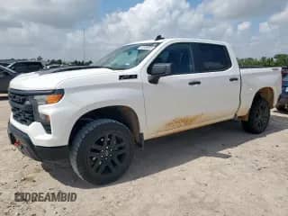 2025 Chevrolet Silverado 1500 Custom Trail Boss with VIN 3GCUKCE88SG249754, listed as a Copart auction lot 61558085 with 10,012 mi miles and Salvage title. Bid and sale history available at DreamBid. Image 1.