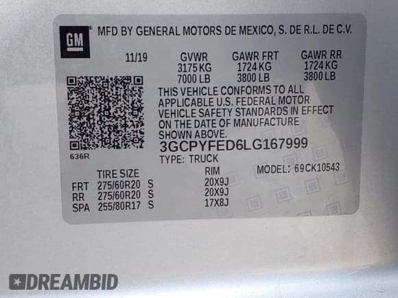 ✅ 2020 Chevrolet Silverado 1500 LT Trail Boss • VIN: 3GCPYFED6LG167999 • Lot: 43439518. Wystawiony na IAAI z przebiegiem Nie podano. Bezpłatny archiwum sprzedaży aukcyjnych z USA i szczegółowy raport historii pojazdu na DreamBid. Zdjęcie 9.