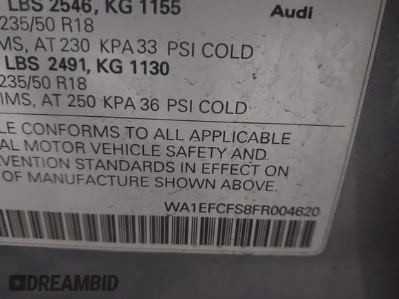 ✅ 2015 Audi Q3 Premium Plus • VIN: WA1EFCFS8FR004620 • Лот: 43490021. Опубликован ранее на IAAI с пробегом 101 555 миль. Бесплатный доступ к архиву аукционных продаж из США и подробный отчёт об истории автомобиля на DreamBid. Изображение 9.