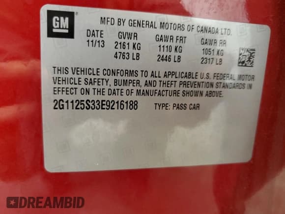 ✅ 2014 Chevrolet Impala LT • VIN: 2G1125S33E9216188 • Lot: 86516585. Wystawiony na Copart z przebiegiem 72 138 mil. Bezpłatny archiwum sprzedaży aukcyjnych z USA i szczegółowy raport historii pojazdu na DreamBid. Zdjęcie 12.