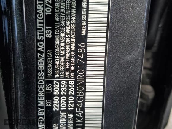 ✅ 2022 Mercedes-Benz C 300 • VIN: W1KAF4GB0NR017486 • Lot: 81395735. Wystawiony na Copart z przebiegiem 48 838 mil. Bezpłatny archiwum sprzedaży aukcyjnych z USA i szczegółowy raport historii pojazdu na DreamBid. Zdjęcie 12.